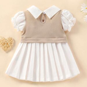 Girls White Solid Casual Dress