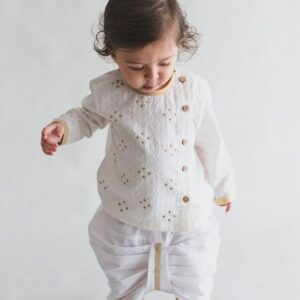 Infant White Angrakha kurta dhoti